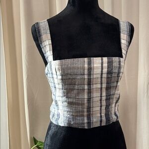 Reformation Monochrome Plaid Crop Top
